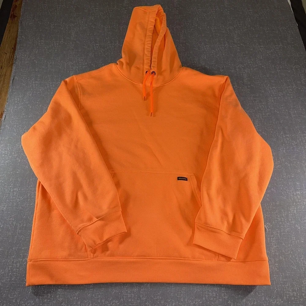 Brahma Hoodie Mens 3XL Orange Fleece Pullover Kangaroo‎ Pocket Workwear